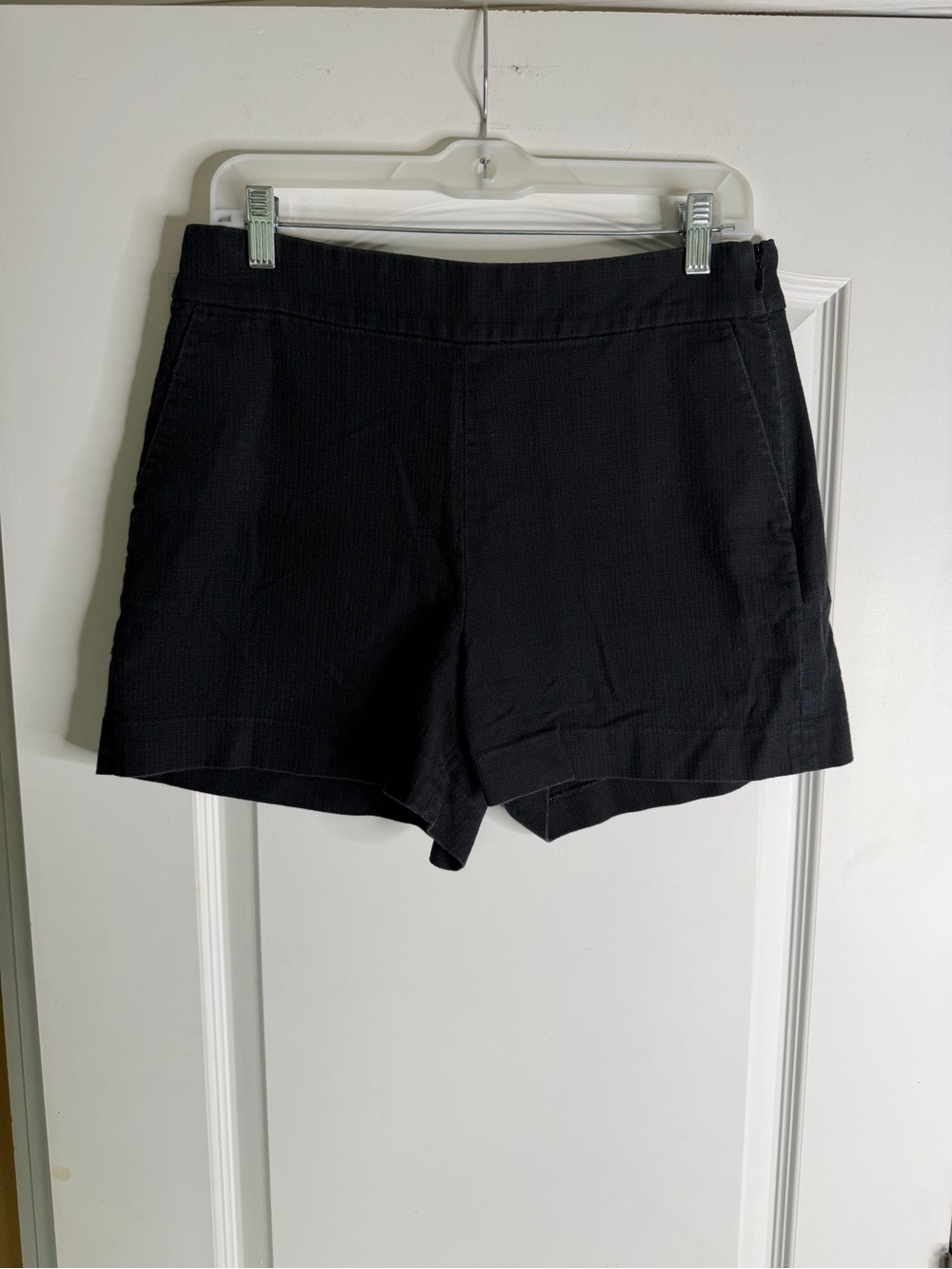 J. Crew Flat Front In Dark Charcoal 100% Cotton Textured Shorts Sz 8